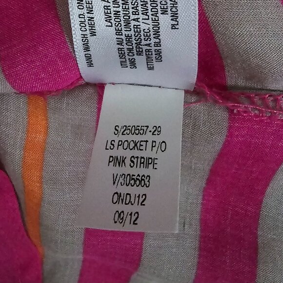 Old Navy Pink Stripe Chest Pockets Button Front Long Sleeve Shirt Women's Medium - Picture 11 of 16